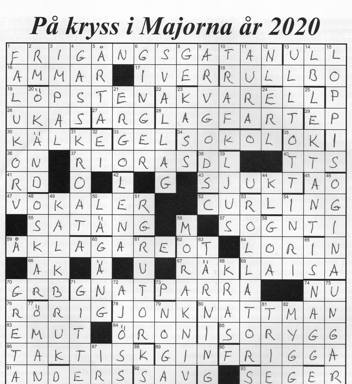 En bild som visar korsord